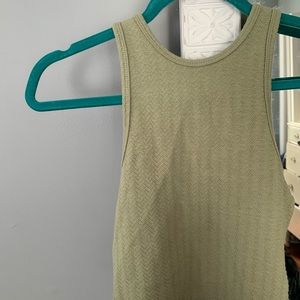 Green halter crop top, tank top.